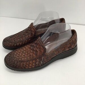 Sesto Meucci Women’s Woven Leather Loafer Shoes Business Casual Brown Size 8.5 N